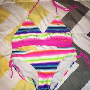 Rainbow neon girls bikini