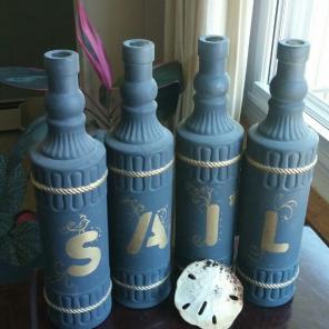 Bottles, handpainted black/gold S A I L