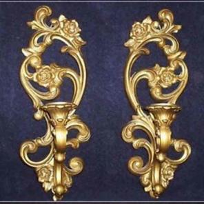 VTG 70s Old Hollywood Candle Sconce Pair